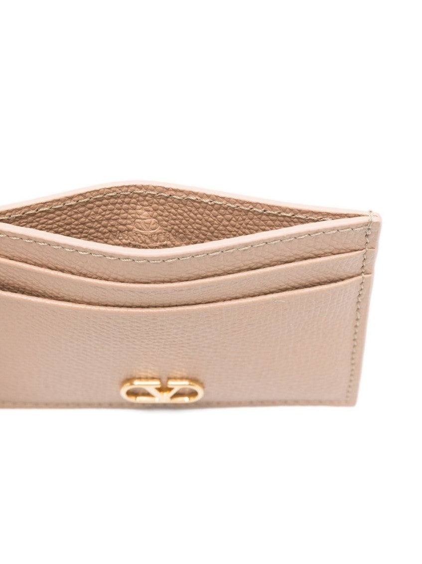 Beige VLogo Signature Card Holder 2