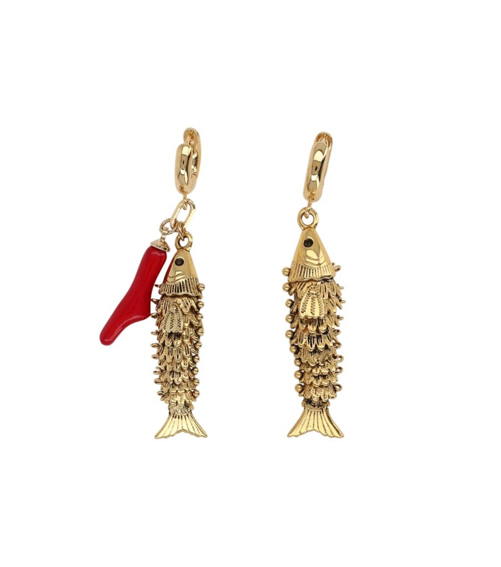 Gold Fish Drop Earrings 2