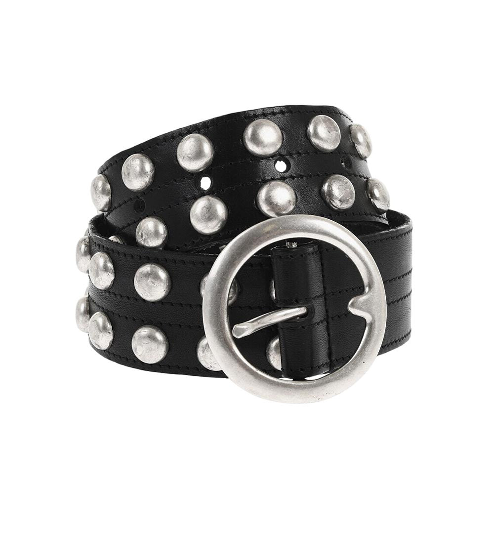Black Studded Solid Casual Belt 1