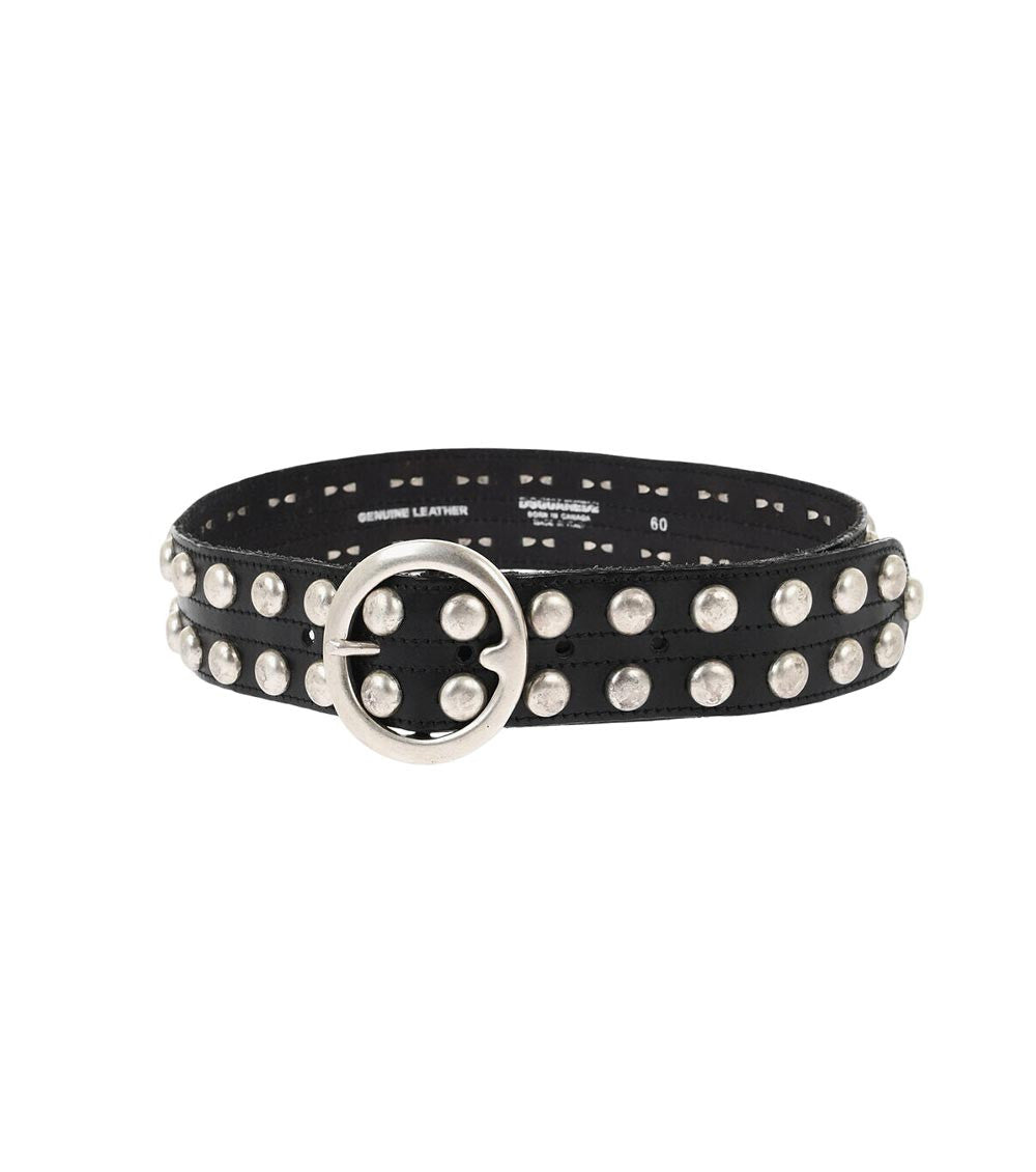 Black Studded Solid Casual Belt 2