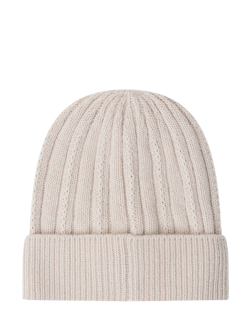 Off White Textured Beanie Cap 2