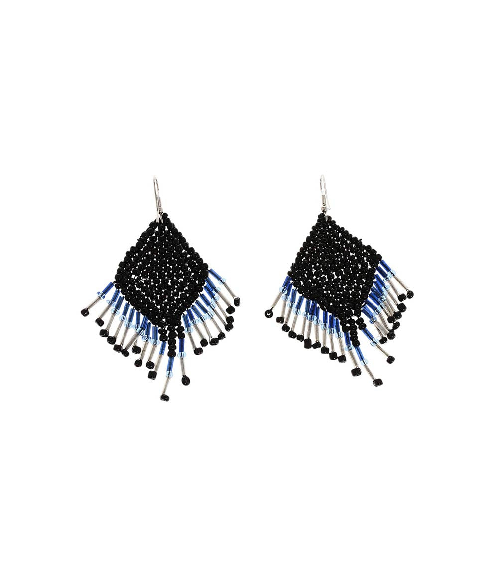 Blue Beaded Earrings 1
