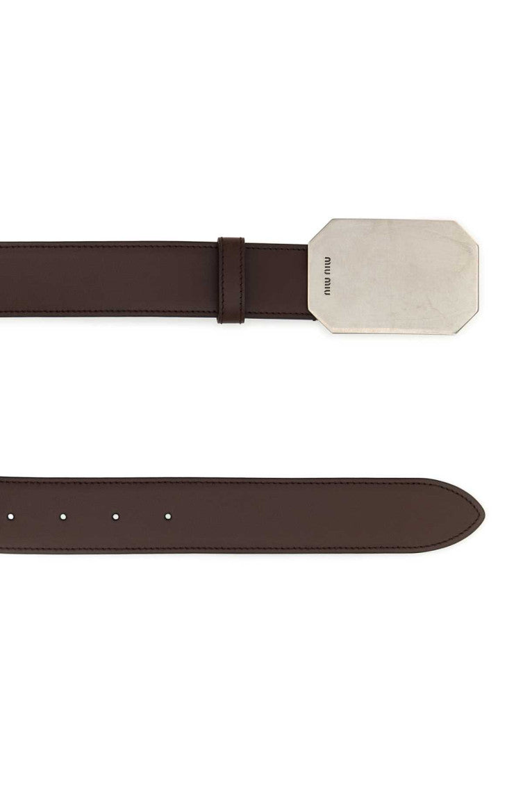 Brown Plaque Buckle Belt 2