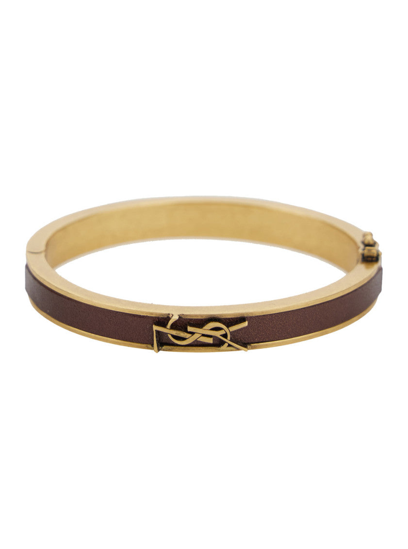 Gold YSL LEATHER BRACELET 1