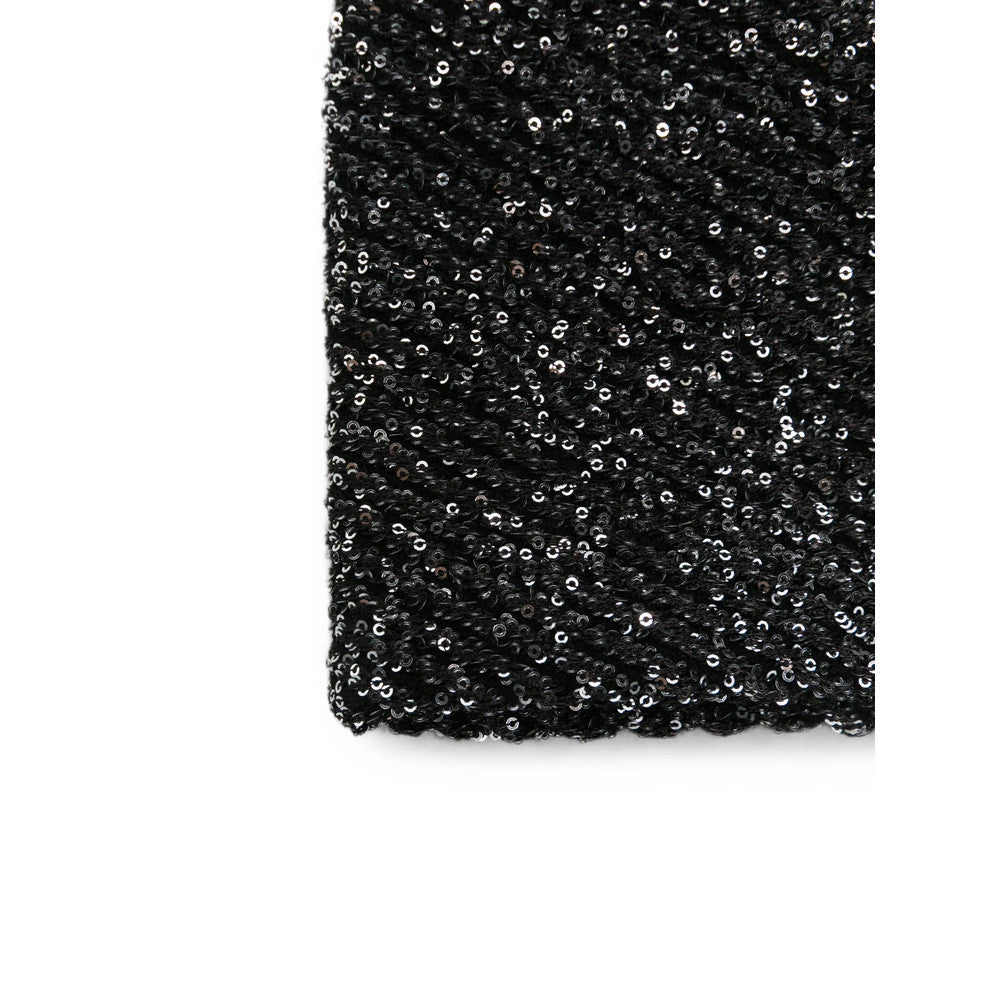 Black Sequin Embellished Beanie Cap 2