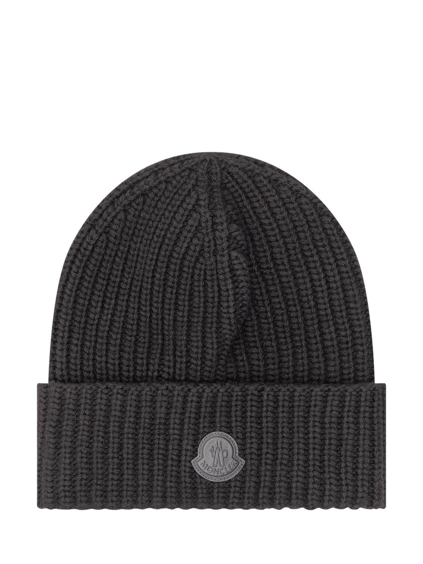 Black Logo Knitted Beanie Cap 1