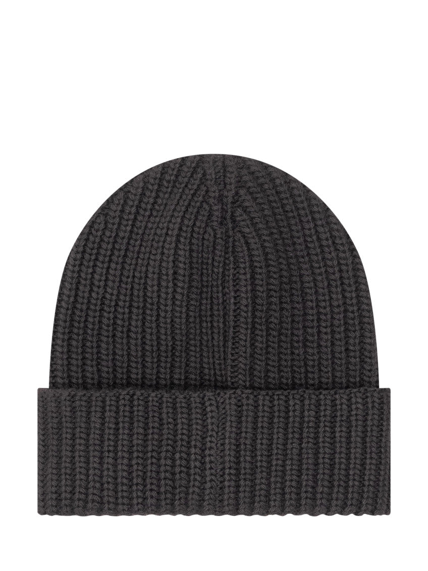 Black Logo Knitted Beanie Cap 2