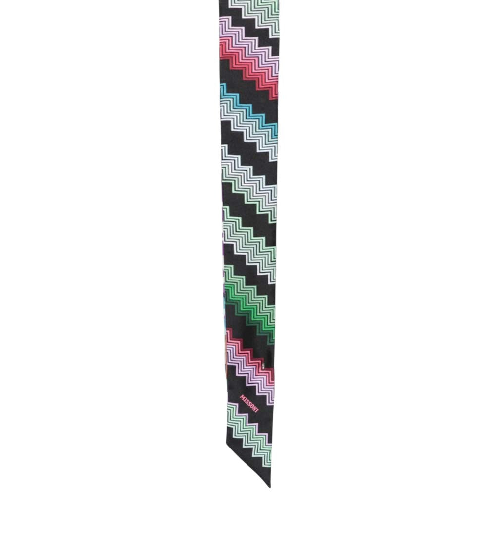 Black Zigzag Print Bandana Scarf 2