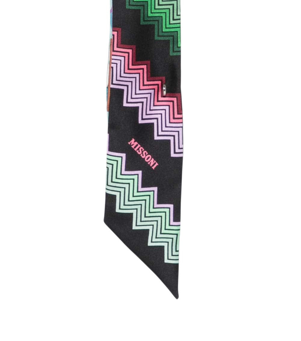 Black Zigzag Print Bandana Scarf 4