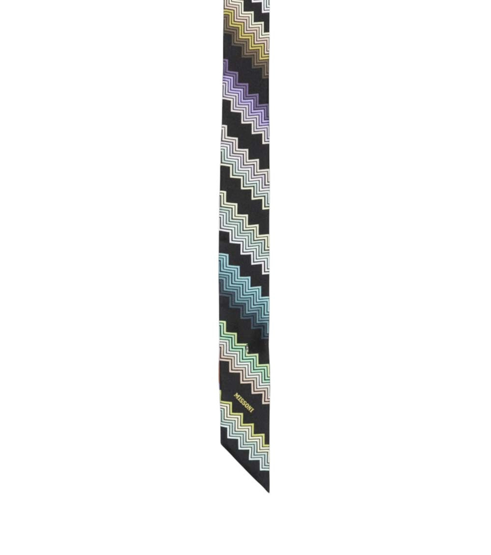 Black Zigzag Print Bandana Scarf 2
