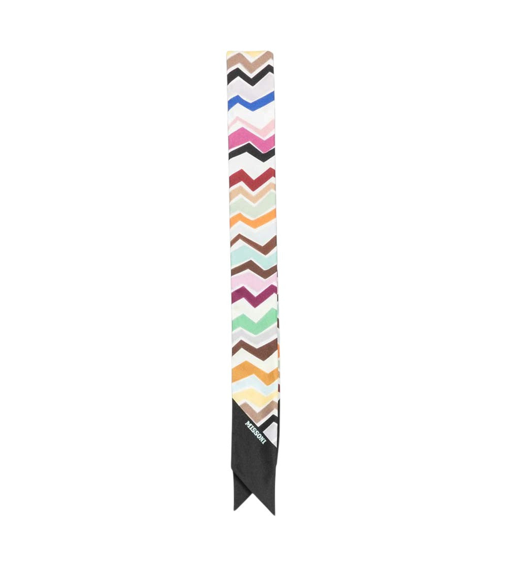 White Signature Zigzag Bandana Scarf 1