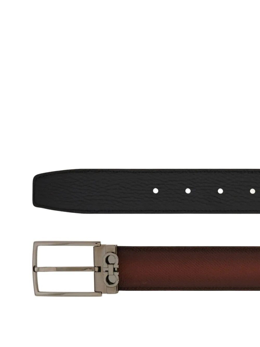 Brown Textured Logo Buckle Belt 3