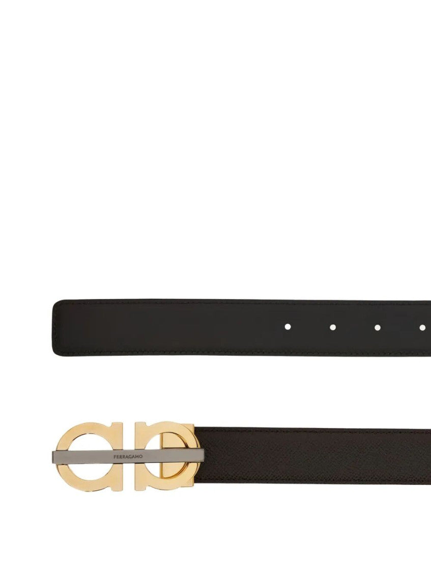 Black Logo Buckle Textured Belt 3