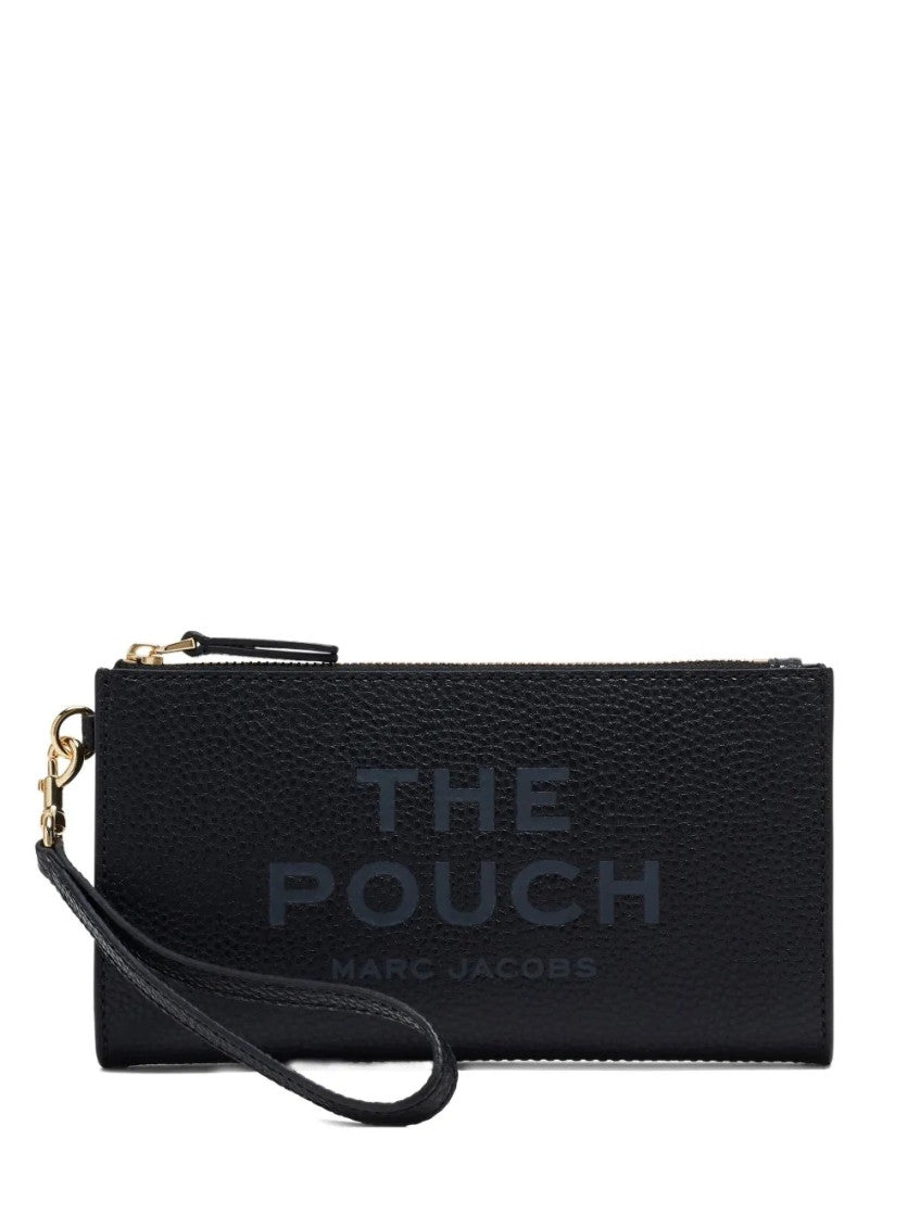 Black Signature Logo Textured Wristlet 2