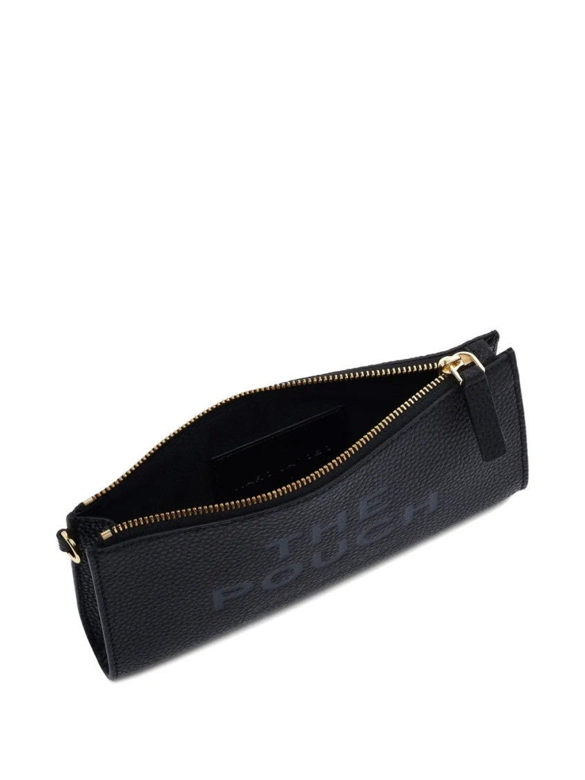 Black Signature Logo Textured Wristlet 3