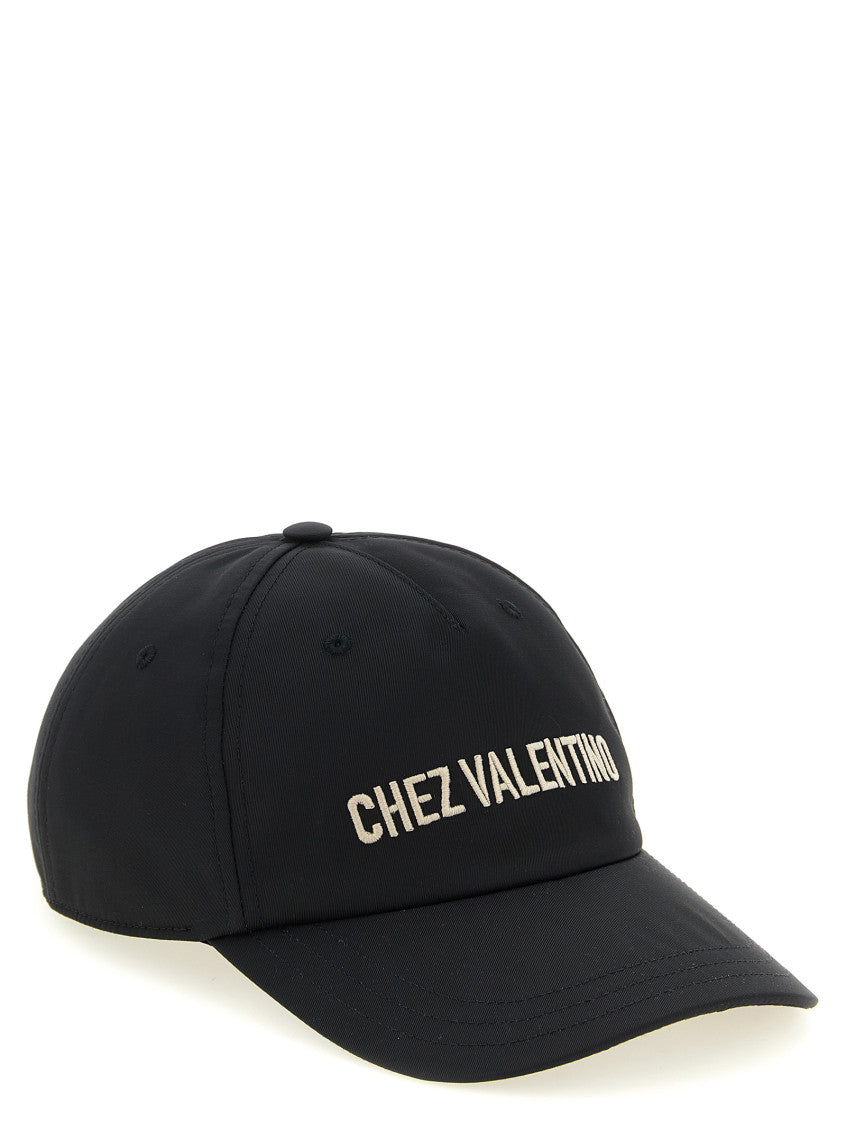 Black 'Chez Valentino' Solid Cap 2
