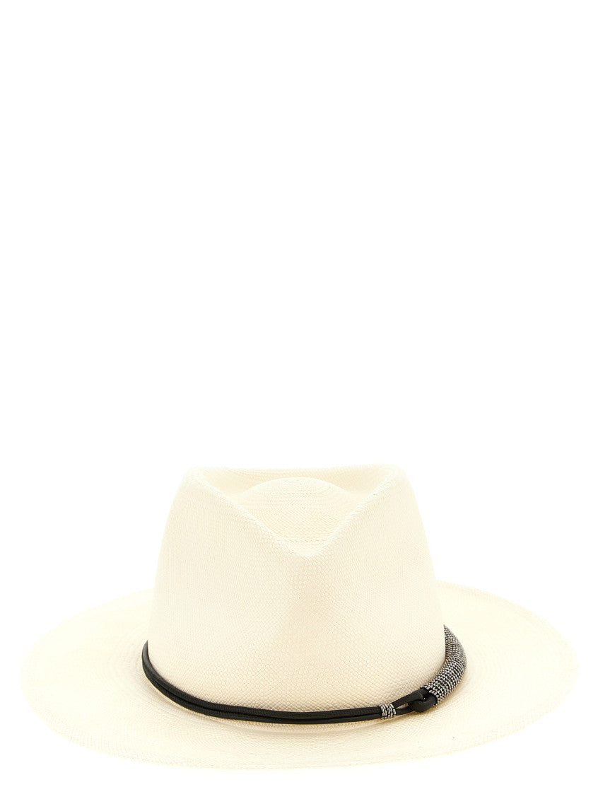 Beige Monile Textured Fedora Hat 1