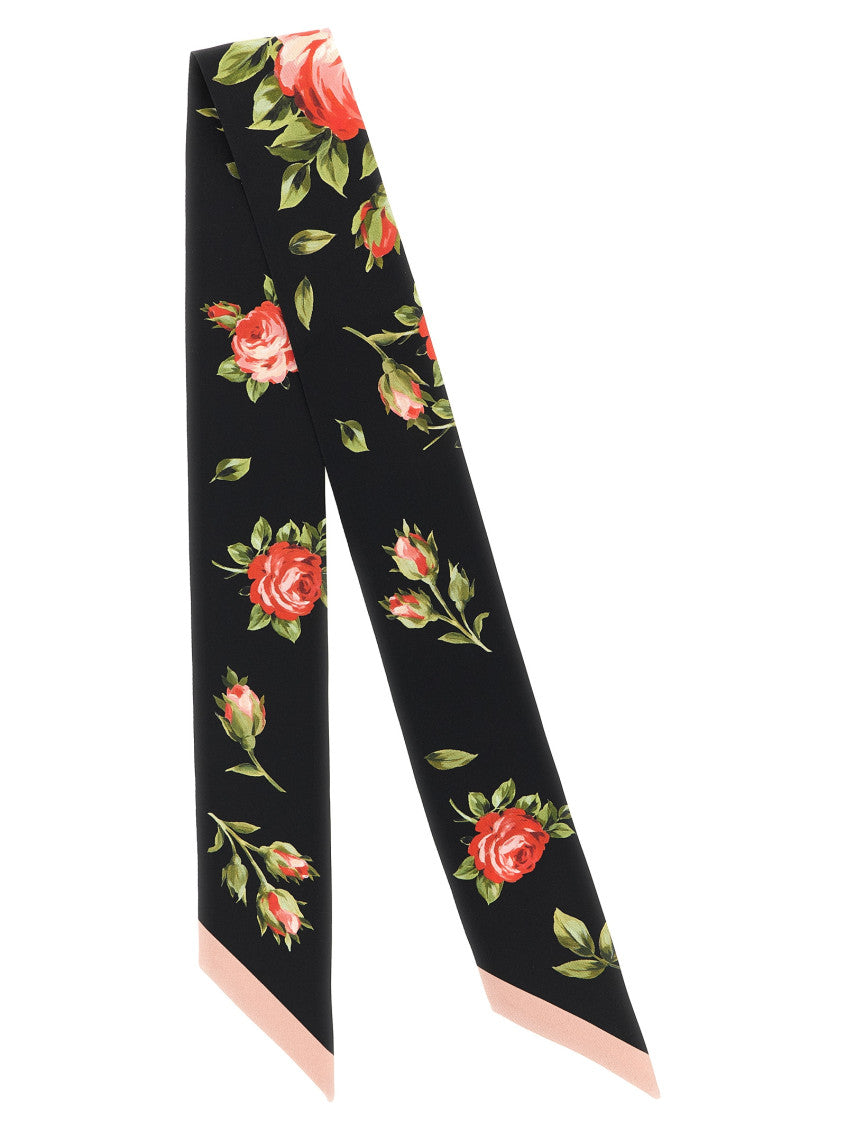 Black Floral Printed Bandana Scarf 2