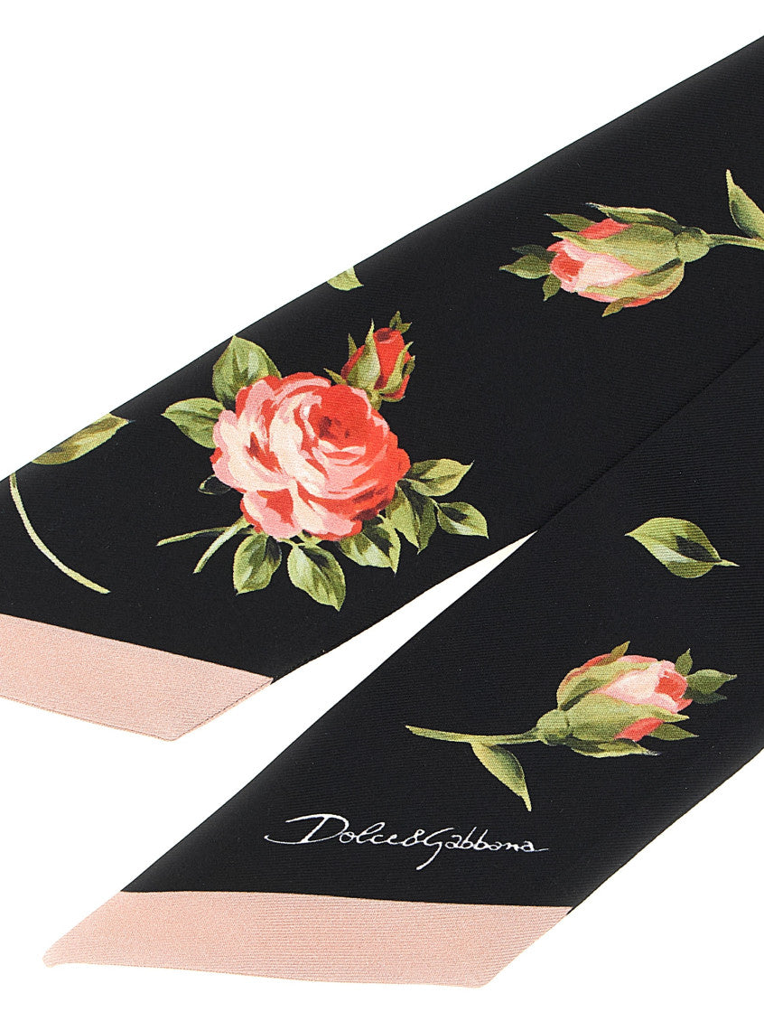 Black Floral Printed Bandana Scarf 3