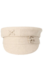 Beige Solid Bakerboy Hat 1