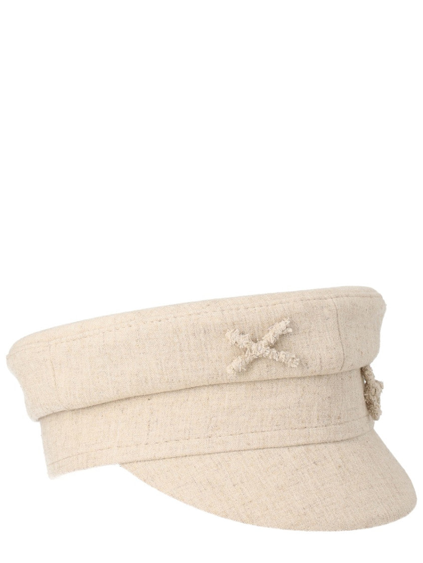 Beige Solid Bakerboy Hat 2