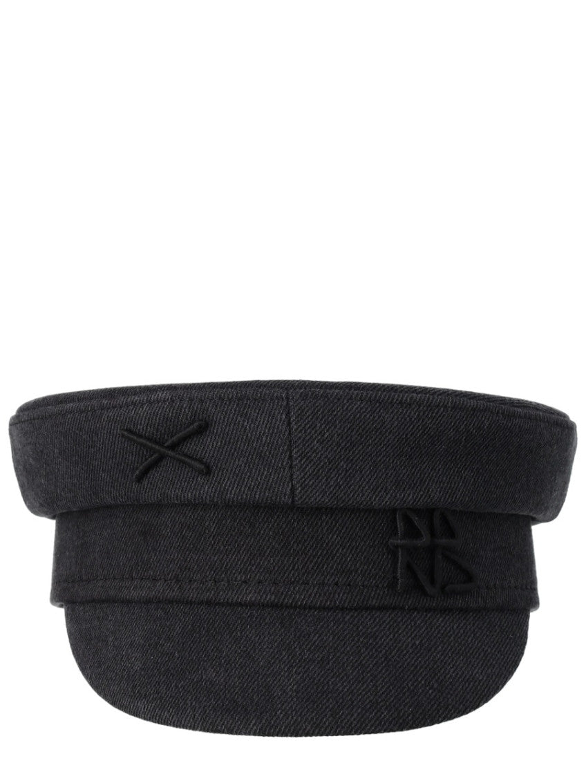 Black Solid Logo Bakerboy Hat 1