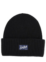 Black Ribbed Logo Beanie 1