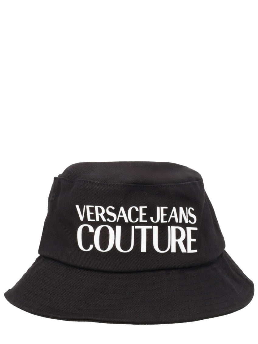 Black Logo Textured Bucket Hat 1