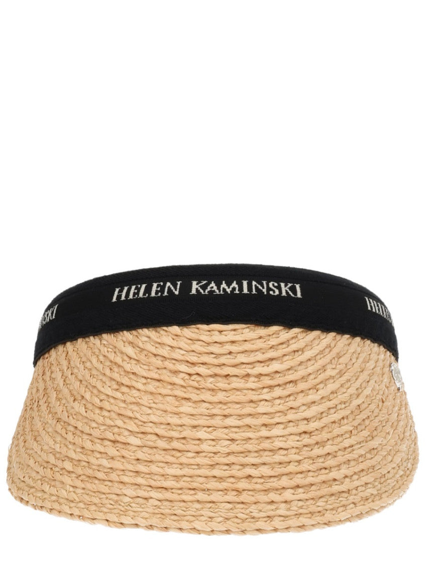Beige Textured Logo Summer Hat 1