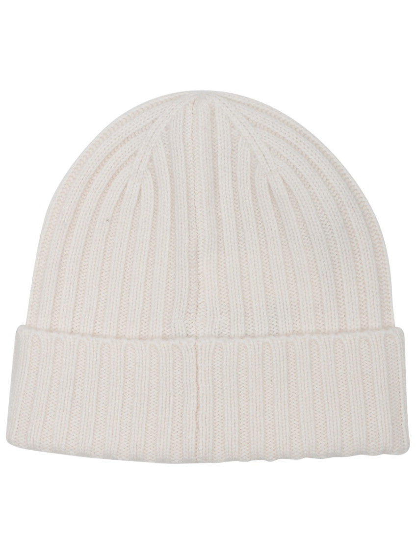 White Logo Knitted Beanie Hat 2