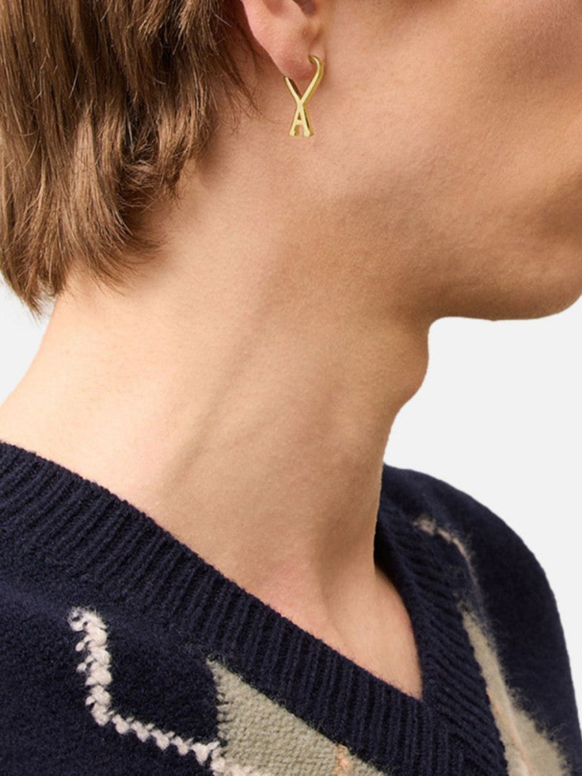 Golden Logo Hoop Earrings 5