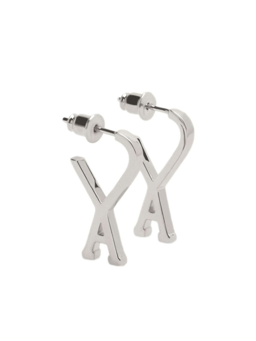 Silver Logo Hoop Earrings 1