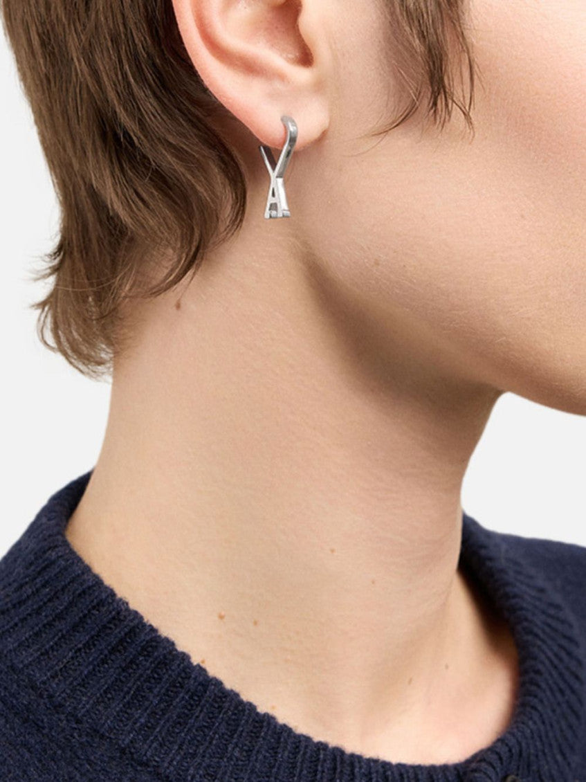 Silver Logo Hoop Earrings 2