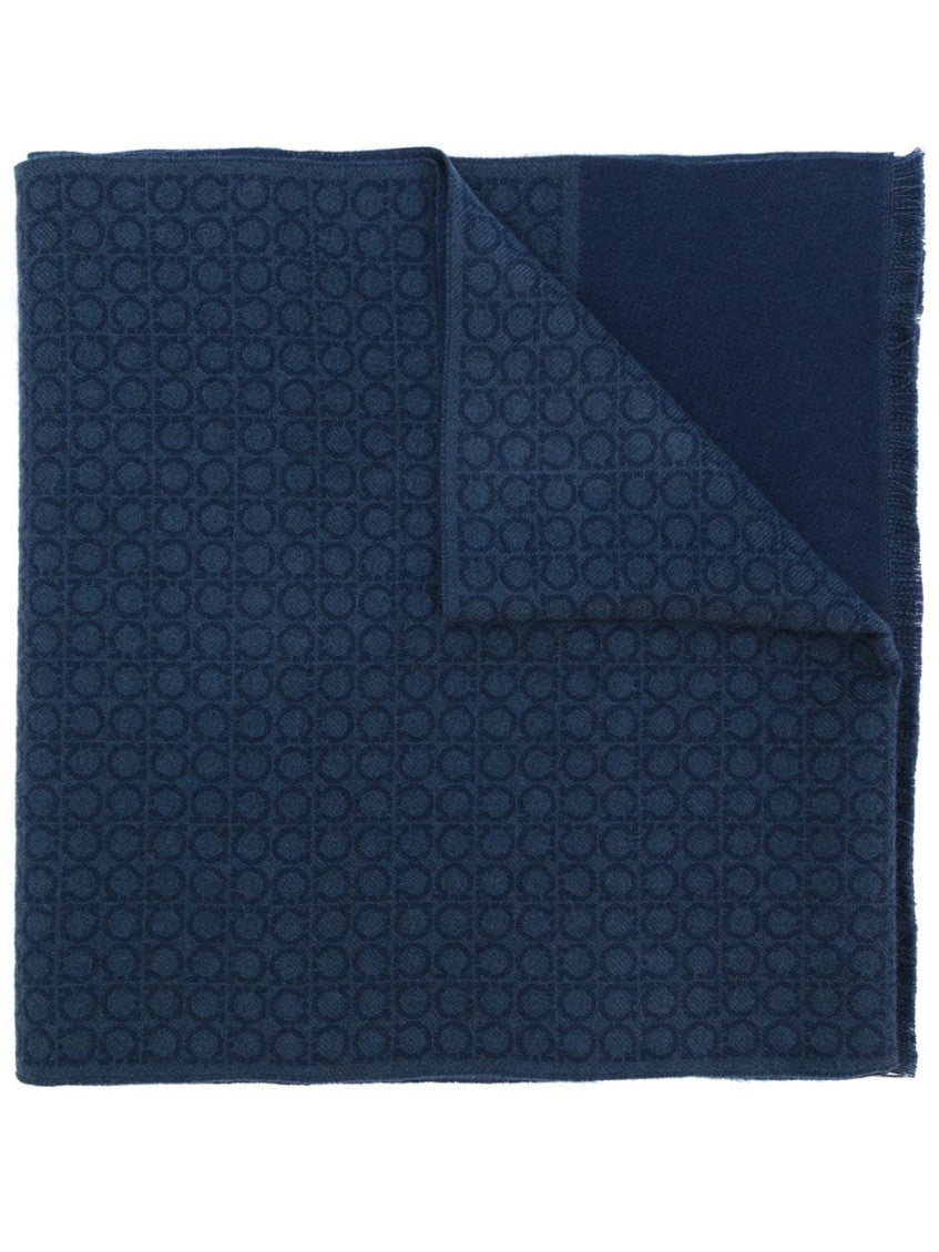 Blue Gancini Wool Scarf 1