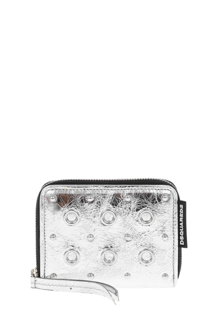 Silver eyelet studded wallet 1