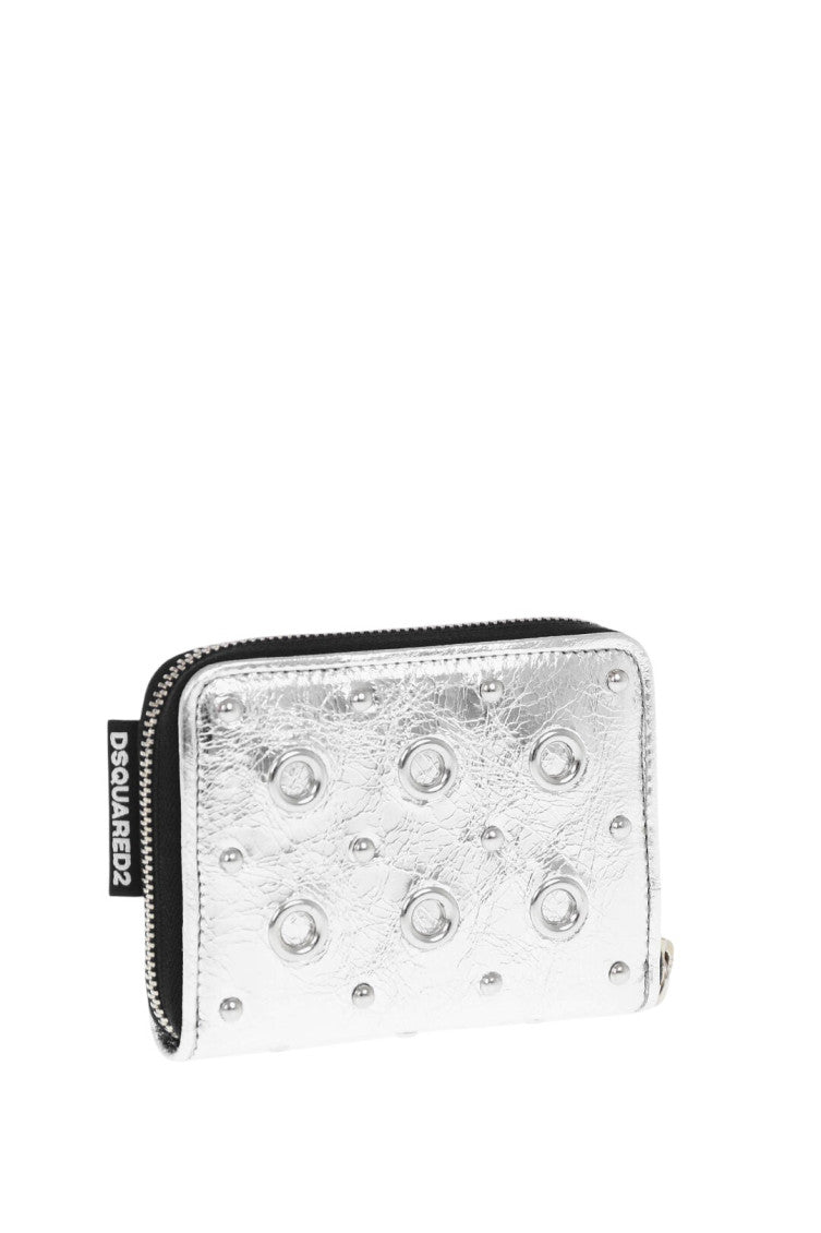 Silver eyelet studded wallet 2