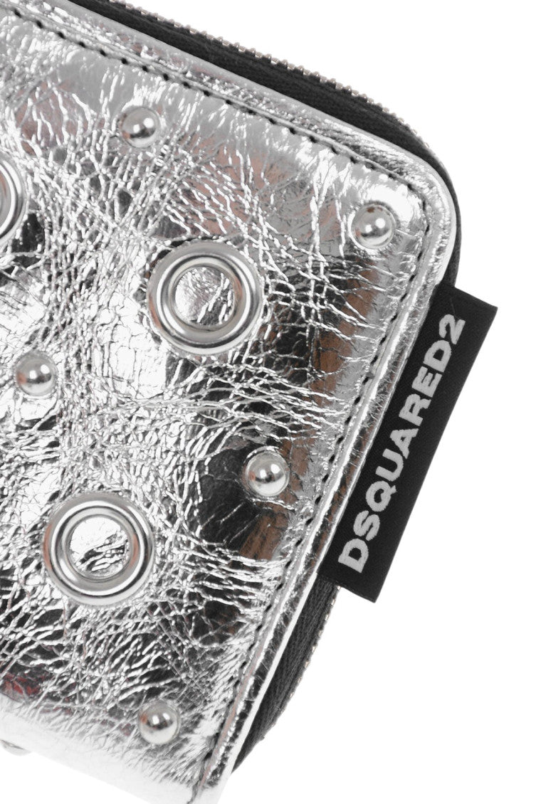 Silver eyelet studded wallet 4