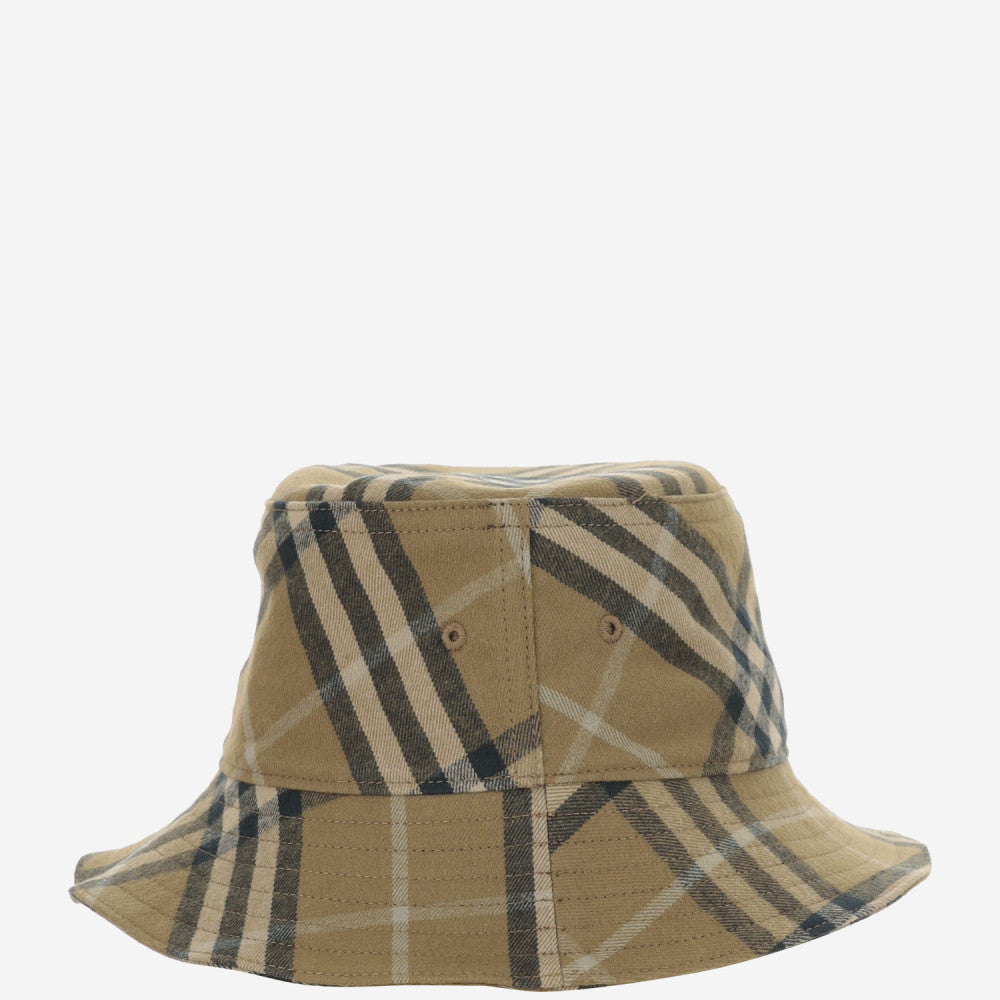 BEIGE BUCKET CHECK HAT 2