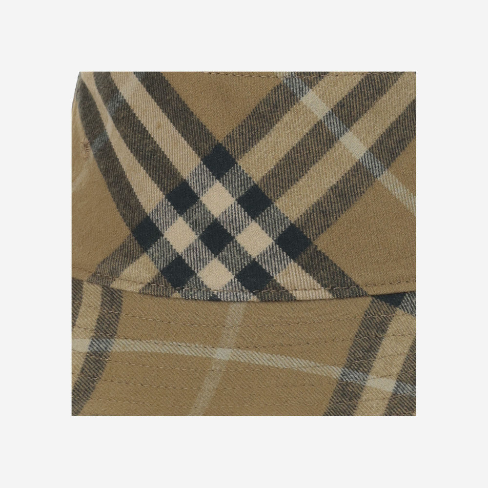 BEIGE BUCKET CHECK HAT 4