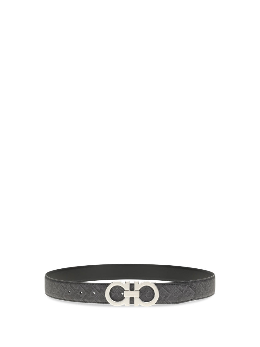 Black Gancini Logo Reversible Belt 1