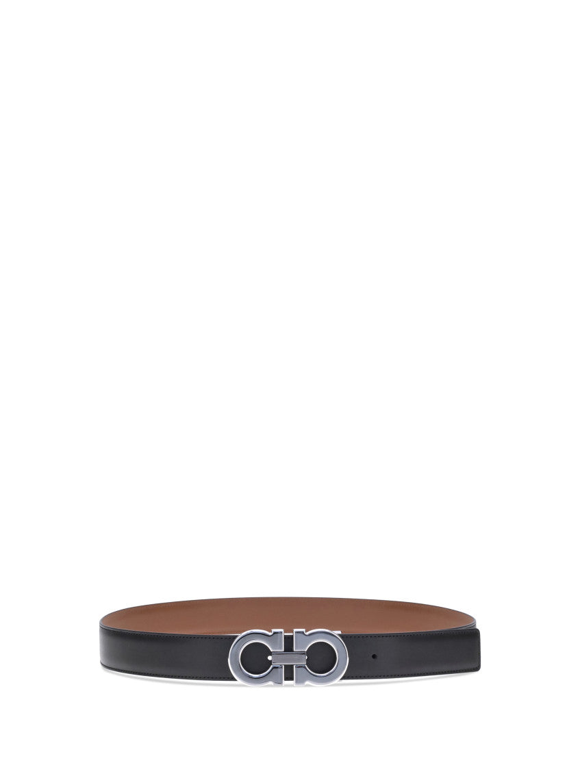 Black Gancini Solid Reversible Belt 1