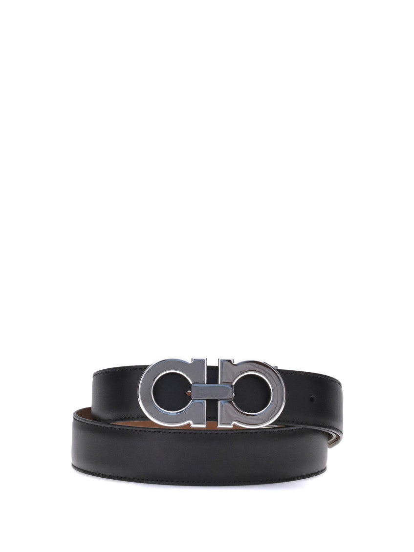 Black Gancini Solid Reversible Belt 2