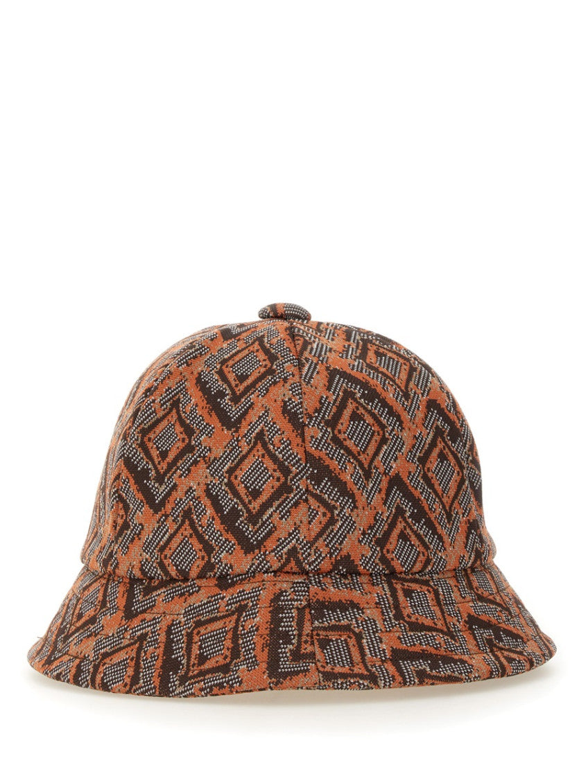 Orange Geometric Pattern Bucket Hat 3