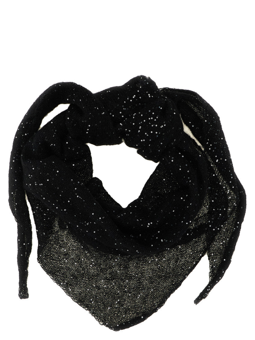 Black Sequin Embellished Scarf 1