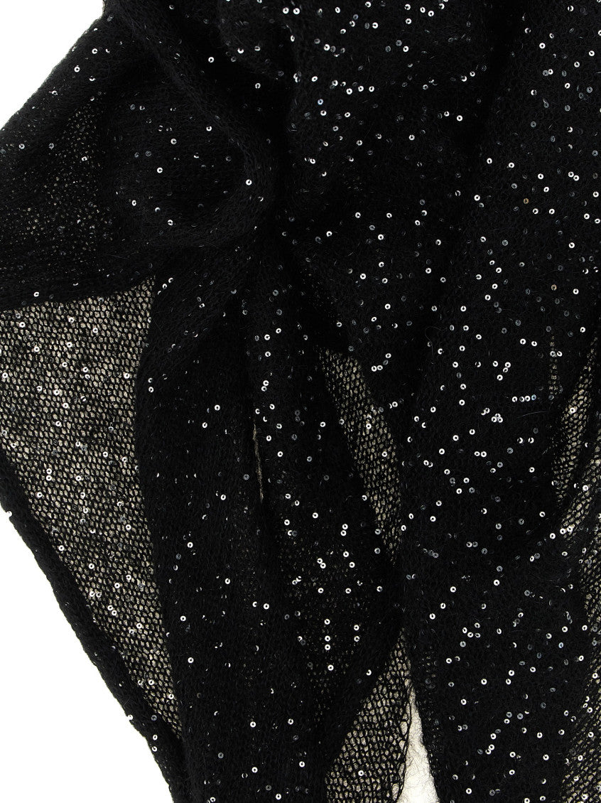 Black Sequin Embellished Scarf 3