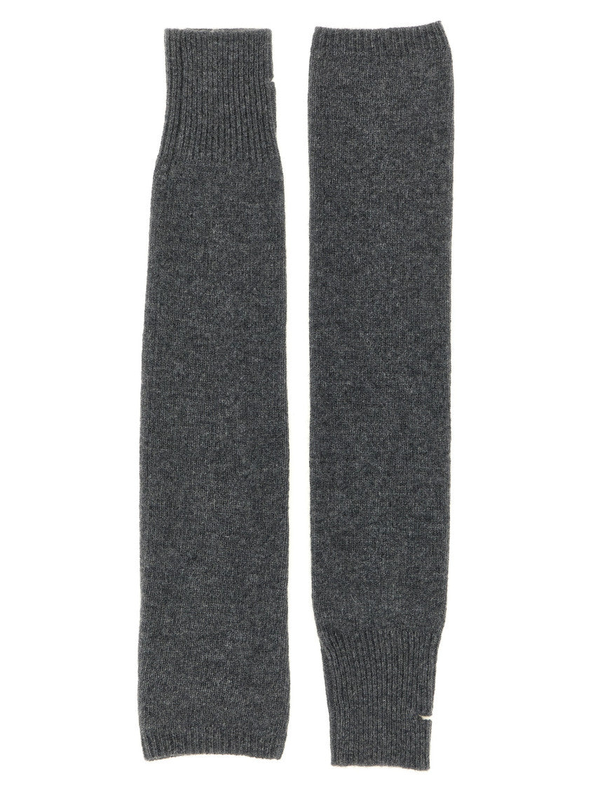 Grey Knitted Fingerless Gloves 2