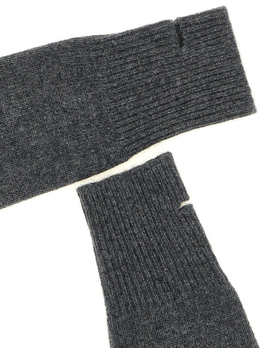 Grey Knitted Fingerless Gloves 3
