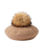 Beige Textured Beret Hat 1
