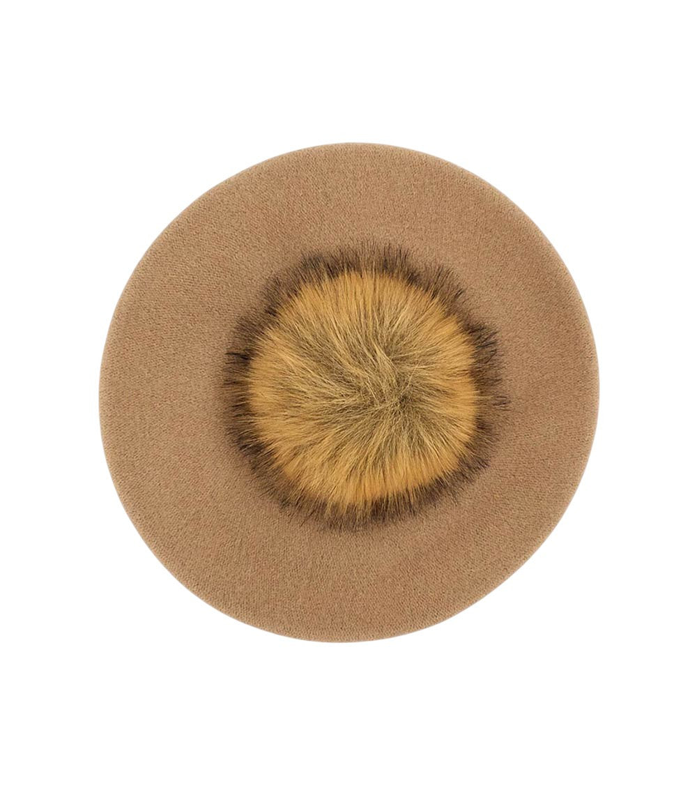 Beige Textured Beret Hat 2