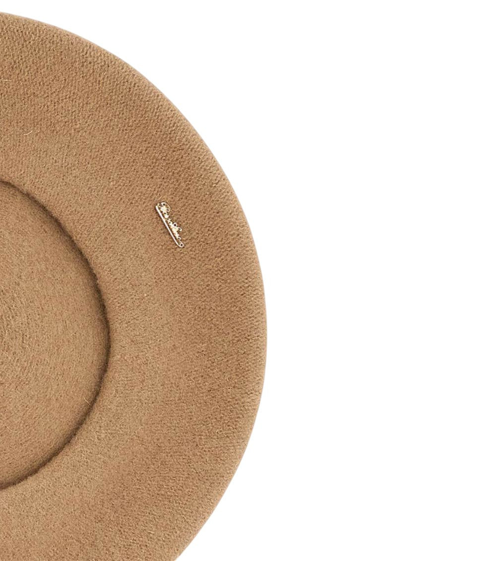 Beige Textured Beret Hat 3